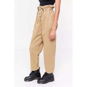 Urban Outfitters Tan Paper-Bag Waist Trousers